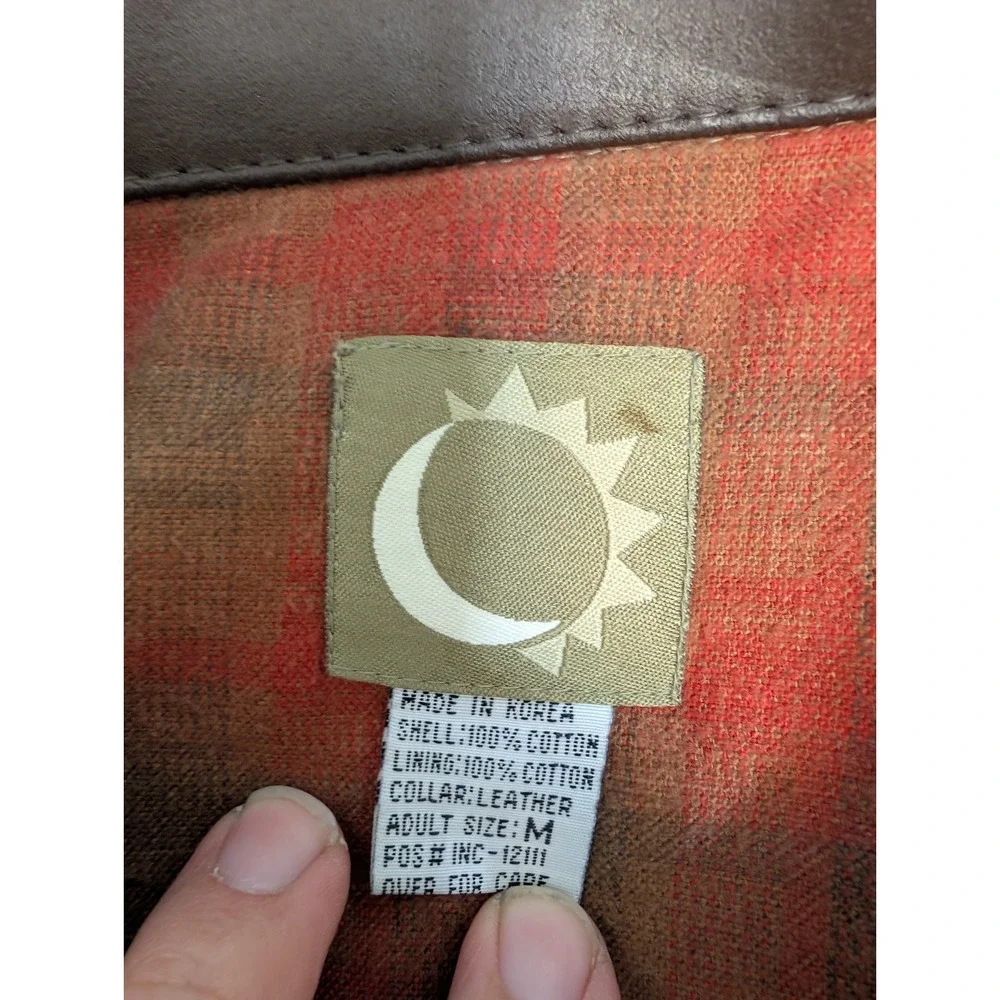Vintage Marlboro Men's Sun Moon Logo Work Rancher Lined Jacket Leather Sz M Gray